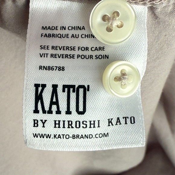 KATO BY HIROSHI KATO Men Light Grey Button Down Shirt Size SMALL Cotton - Picture 7 of 9